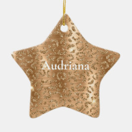 Ornamento De Cerâmica Impressão Leopardo com Glitter Dourada