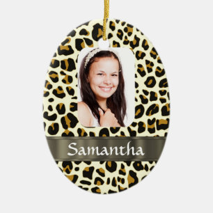 Ornamento De Cerâmica Impressão personalizado do leopardo
