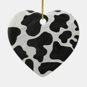 Ornamento De Cerâmica Impressão preto e branco da vaca