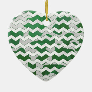 Ornamento De Cerâmica Impressão Verde-Vaca-Cevron