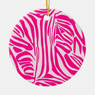 Ornamento De Cerâmica Impressão zebra rosa