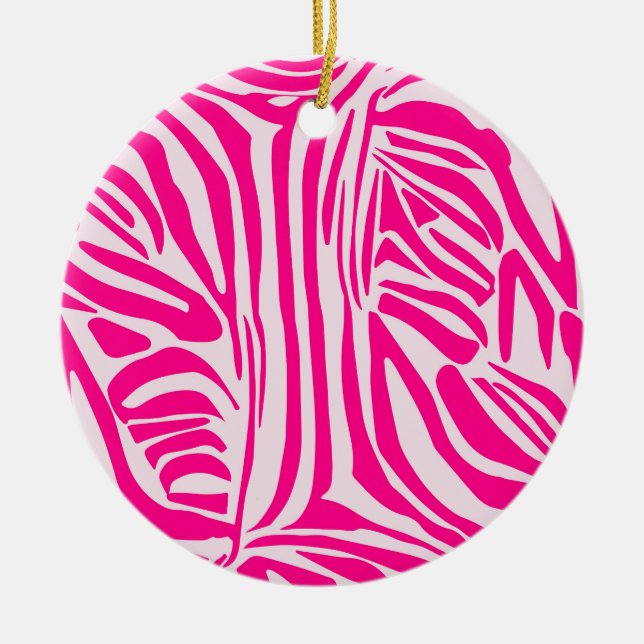 Ornamento De Cerâmica Impressão zebra rosa (Frente)
