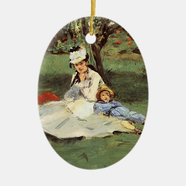 Ornamento De Cerâmica Impressionista Manet Pintura da Família Francesa (Frente)