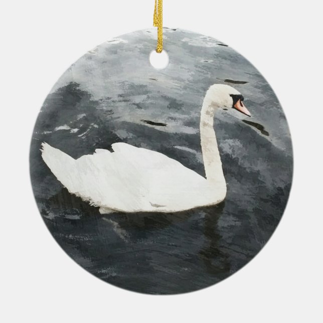 Ornamento De Cerâmica Impressionista Swan (Traseira)