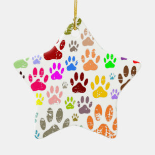 Ornamento De Cerâmica Impressões Coloridas Coloridas de Pata de Cachorro