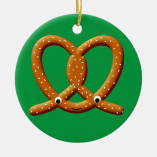 Ornamento De Cerâmica Impressões De Desenho Pretzel Cute