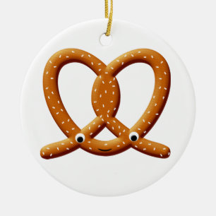 Ornamento De Cerâmica Impressões De Desenho Pretzel Cute