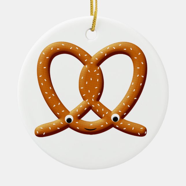 Ornamento De Cerâmica Impressões De Desenho Pretzel Cute (Frente)