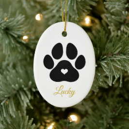 Ornamento De Cerâmica Imprimir Pet Paw Foto Personalizada Do Nome De Pet