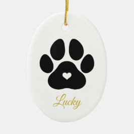 Ornamento De Cerâmica Imprimir Pet Paw Foto Personalizada Do Nome De Pet