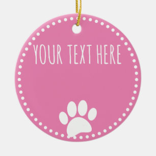 Ornamento De Cerâmica Imprimir Texto Personalizado Cor-de-Rosa