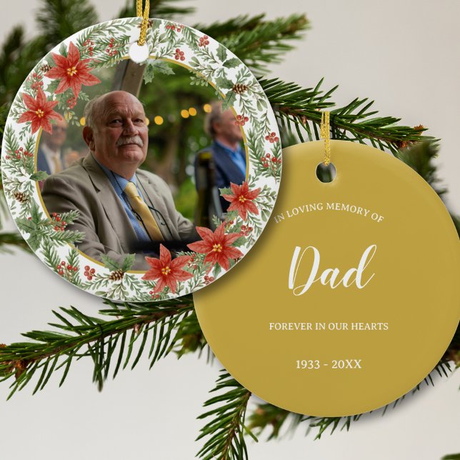 Ornamento De Cerâmica In Loving Memory Pai Picture Memorial (Criador carregado)