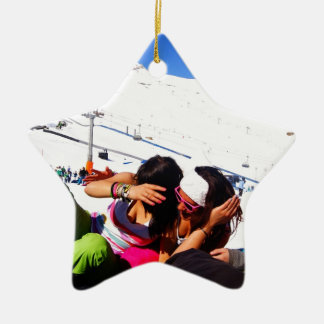 Ornamento De Cerâmica Inclinação do esqui das meninas