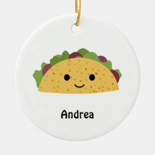 Ornamento De Cerâmica Incrível Desenho Animado Kawaii Sorridente Taco
