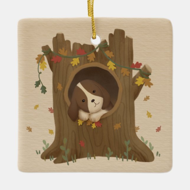 Ornamento De Cerâmica Incrível outono: Beagle (Frente)