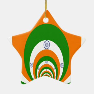 Ornamento De Cerâmica Índia Flag Kaleidoscope: Unidade sem fim e Patriot