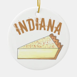 Ornamento De Cerâmica Indiana em Hoosier Sugar Cream Pie Slice