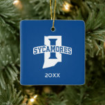 Ornamento De Cerâmica Indiana State University Holiday<br><div class="desc">Get ready to deck the halls and spread some serious Sycamore cheer this festive season with this official Indiana State University holiday product! Whether you are a proud alum looking to add a touch of campus nostalgia to your seasonal decor, a dedicated student celebrating the winter break, or a die-hard...</div>