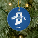 Ornamento De Cerâmica Indiana State University Holiday<br><div class="desc">Get ready to deck the halls and spread some serious Sycamore cheer this festive season with this official Indiana State University holiday product! Whether you are a proud alum looking to add a touch of campus nostalgia to your seasonal decor, a dedicated student celebrating the winter break, or a die-hard...</div>