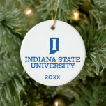 Ornamento De Cerâmica Indiana State University Holiday<br><div class="desc">Get ready to deck the halls and spread some serious Sycamore cheer this festive season with this official Indiana State University holiday product! Whether you are a proud alum looking to add a touch of campus nostalgia to your seasonal decor, a dedicated student celebrating the winter break, or a die-hard...</div>