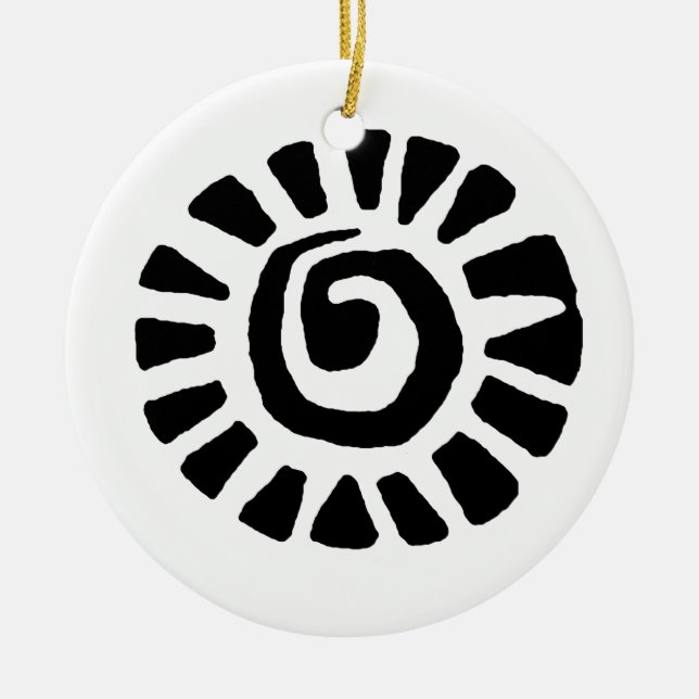 Ornamento De Cerâmica Indiano mexicano Sun (Frente)
