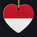 Ornamento De Cerâmica Indonésia - Sinalizador indonésio<br><div class="desc">Bandeira nacional da Indonésia A bandeira nacional indonésia é uma bandeira bicolor com duas bandas horizontais de branco e vermelho. É conhecida como Sang Saka Merah-Putih ('O Sagrado Vermelho e Branco'), Bendera Merah-Putih ('A Bandeira Vermelha e Branca') ou Merah-Putih ('A Vermelha e a Branca'). Foi adotado em 1945 e tem...</div>