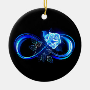 Ornamento De Cerâmica Infinidade brilhante com rosa azul