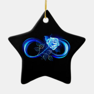 Ornamento De Cerâmica Infinito brilhante com rosa azul