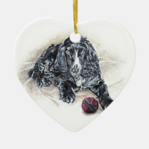 Ornamento De Cerâmica Inglês cocker spaniel com pintura da bola de gril