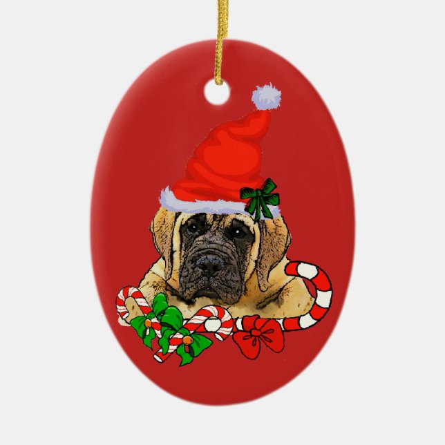 Ornamento De Cerâmica Inglês Mastiff Natal (Frente)