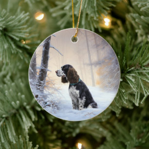 Ornamento De Cerâmica Inglês Springer Spaniel Deixe-o nevar Natal