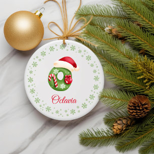 Ornamento De Cerâmica Iniciais da Família Monograma Inicial Personalizad