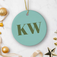 Iniciais de Monograma Verde Azul Moderno Personali