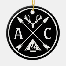 Iniciais Rustic Adventure Round Emblem