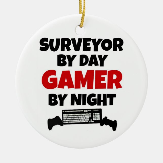 Ornamento De Cerâmica Inquérito por Day Gamer por Night (Frente)