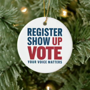 Ornamento De Cerâmica Inscreva-se e vote suas questões de voz eleição