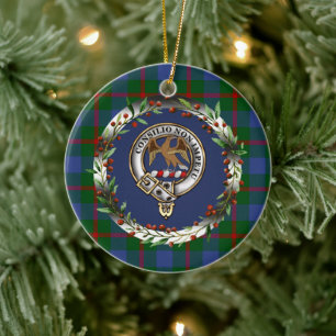 Ornamento De Cerâmica Insígnia do Clã Agnew & Tartan Natal Personalizado