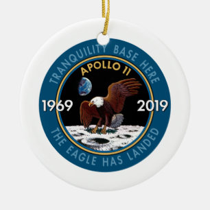 Ornamento De Cerâmica Insígnias do remendo da missão do aniversário d