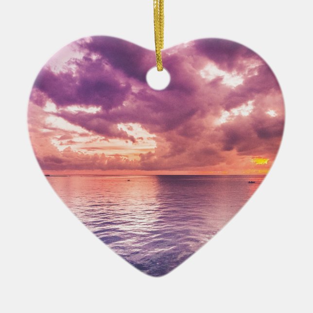 Ornamento De Cerâmica Inspiração Sunset Oceânico (Frente)