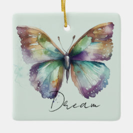 Ornamento De Cerâmica Inspirational Mint Aqua Blue Dreterfly