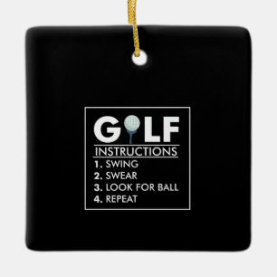 Ornamento De Cerâmica Instruções para Golf Swing Swear Ball Repetir