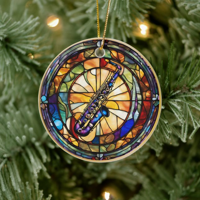 Ornamento De Cerâmica Instrumento Musical Saxofone (Árvore)