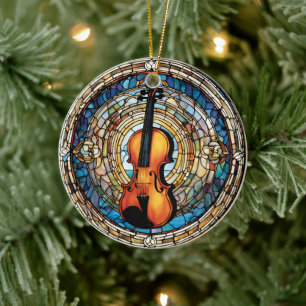 Ornamento De Cerâmica Instrumento Musical Violino