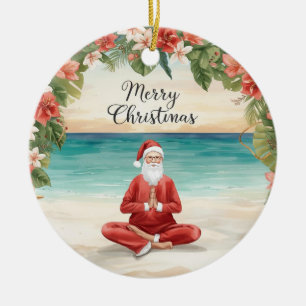 Ornamento De Cerâmica Instrutor de Yoga Natal Papai Noel