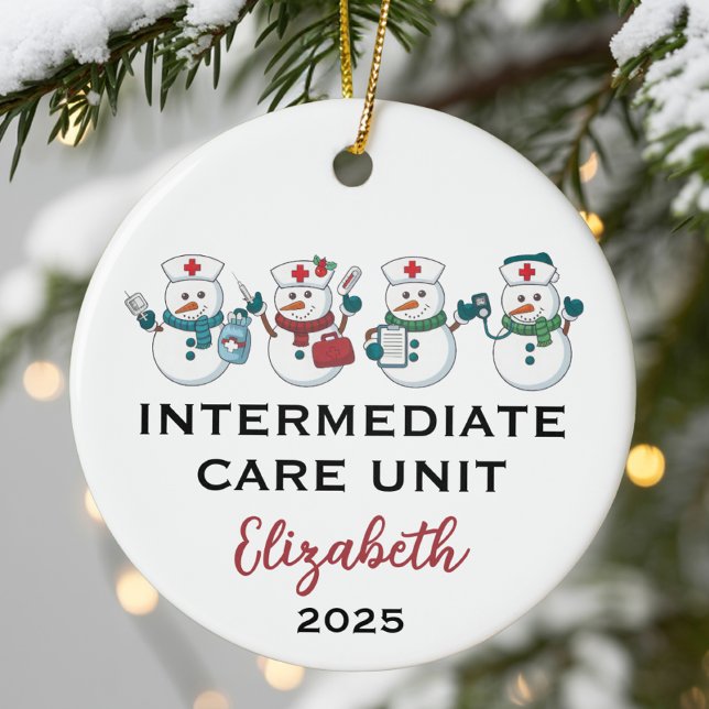 Ornamento De Cerâmica Intermediate Care Unit Cute Snowflake Nurse  (Criador carregado)