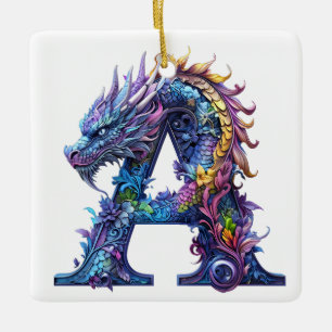 Ornamento De Cerâmica Intrate Dragon - letra A