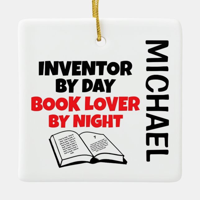 Ornamento De Cerâmica Inventor adora ama Ler PERSONALIZADO (Frente)