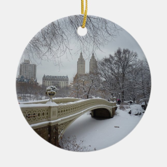 Ornamento De Cerâmica Inverno - Central Park - Nova Iorque (Frente)