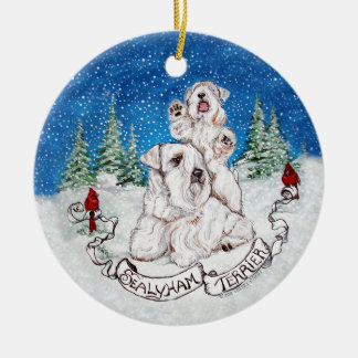 Ornamento De Cerâmica Inverno de Sealyham Terrier