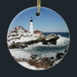 Ornamento De Cerâmica Inverno em Portland Head Light<br><div class="desc">Uma bela vista de Portland Head Light depois de uma tempestade de inverno.</div>